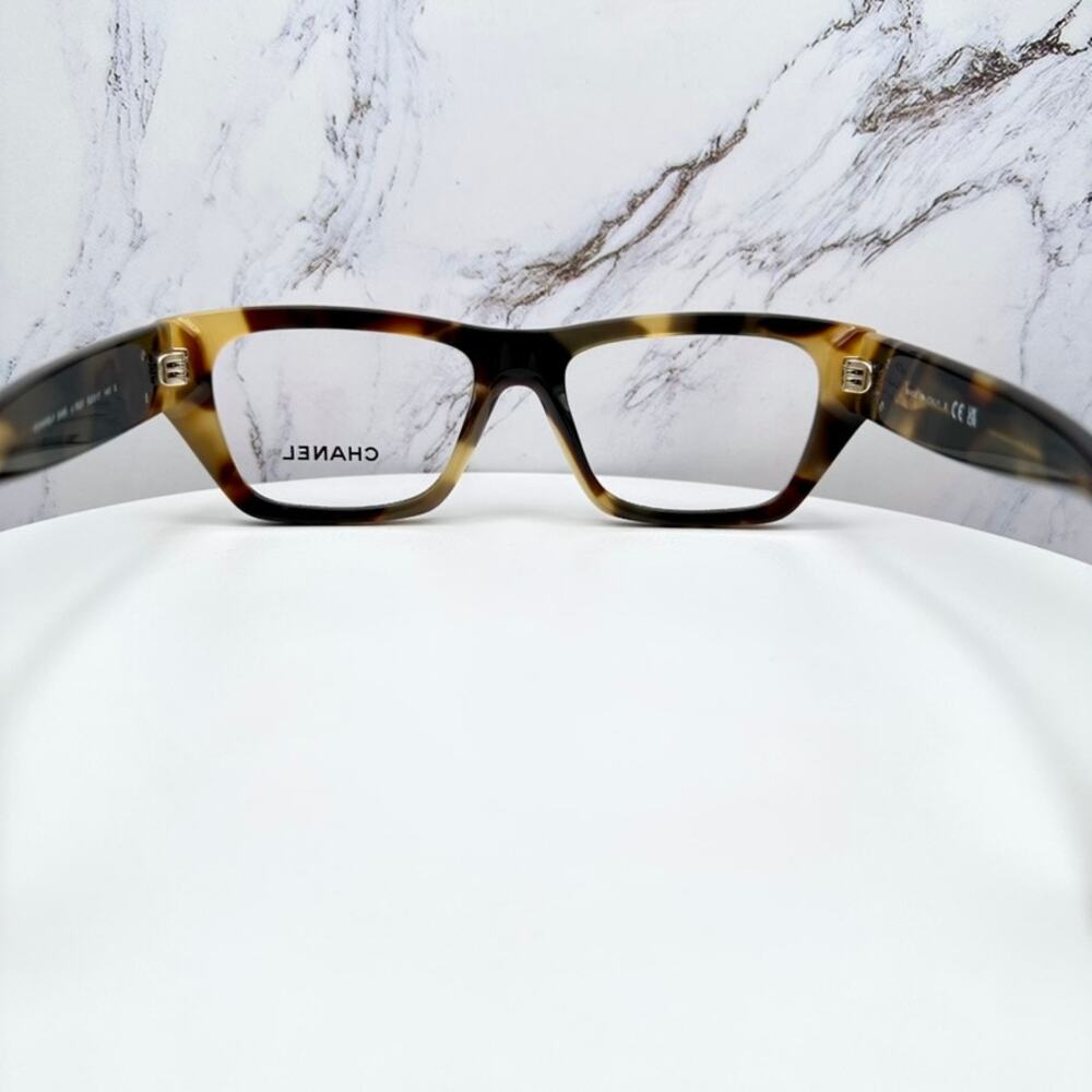 New CHANEL Eyeglasses Brown Gold Chain CC Rectangle 52mm Rx-able - Picture 14 of 16